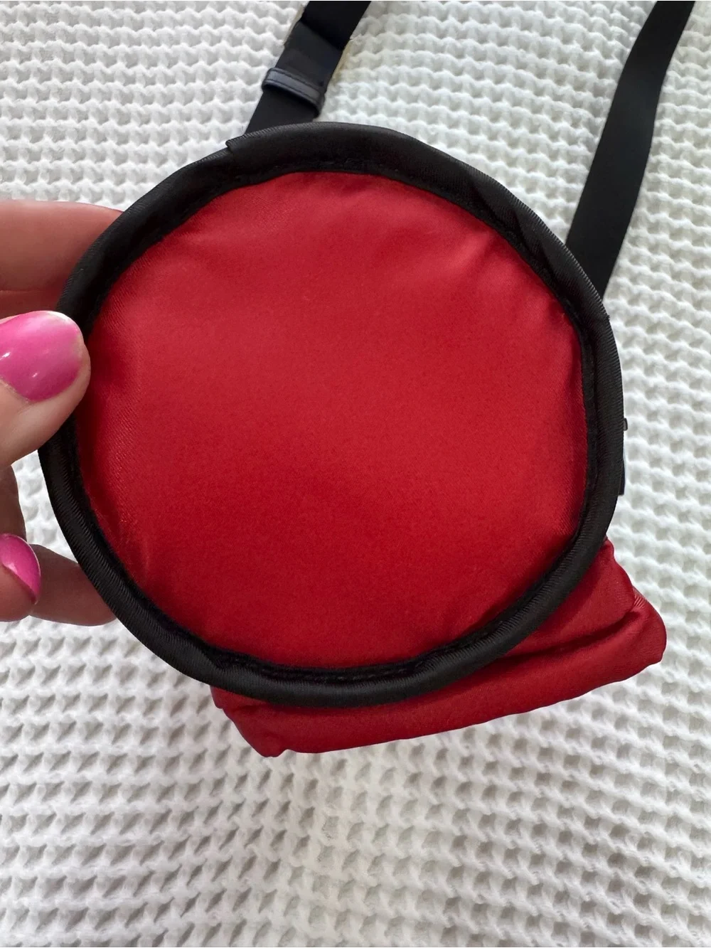 Disney Lug Red Minnie Mouse Polka Dot Crossbody Phone Pouch with Black Strap